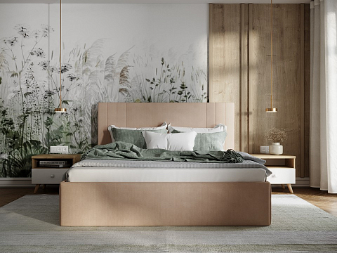 Двуспальная кровать с высоким изголовьем Liberty - Аккуратная мягкая кровать в обивке из мебельной ткани