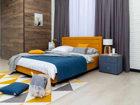 Двуспальная кровать с матрасом Next Life 2 - Cтильная модель в стиле минимализм с горизонтальными строчками